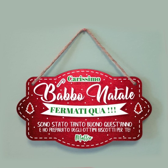 Targa natalizia per Babbo Natale personalizzata con nome /nomi