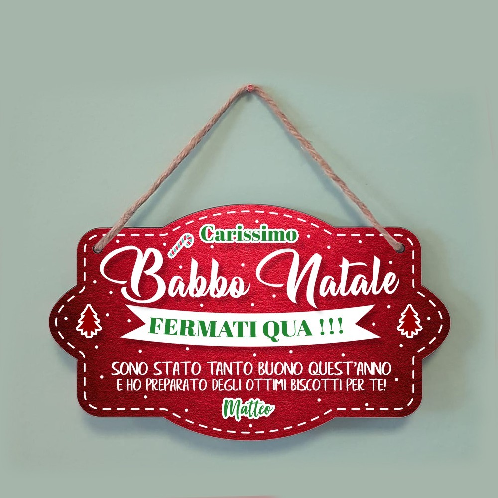 Targa natalizia per Babbo Natale personalizzata con nome /nomi