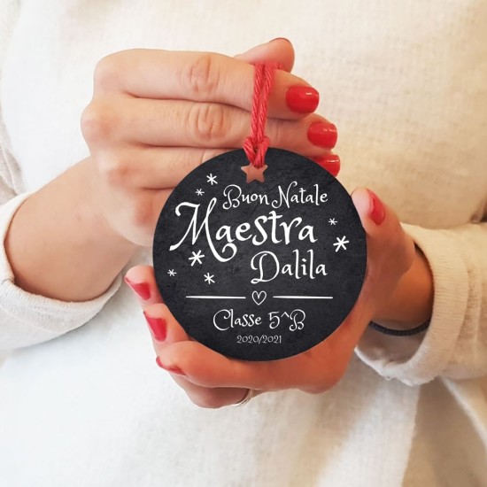 Addobbo natalizio (pallina di Natale) per la maestra personalizzata con nome e classe