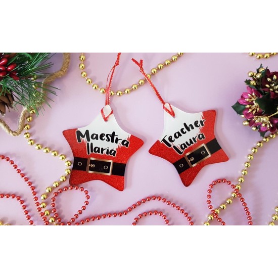 Addobbo natalizio Babbo Natale stella in plexiglass personalizzato con nome/nomi