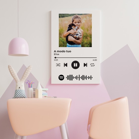 Quadro in tela Spotify con canzone scansionabile e foto