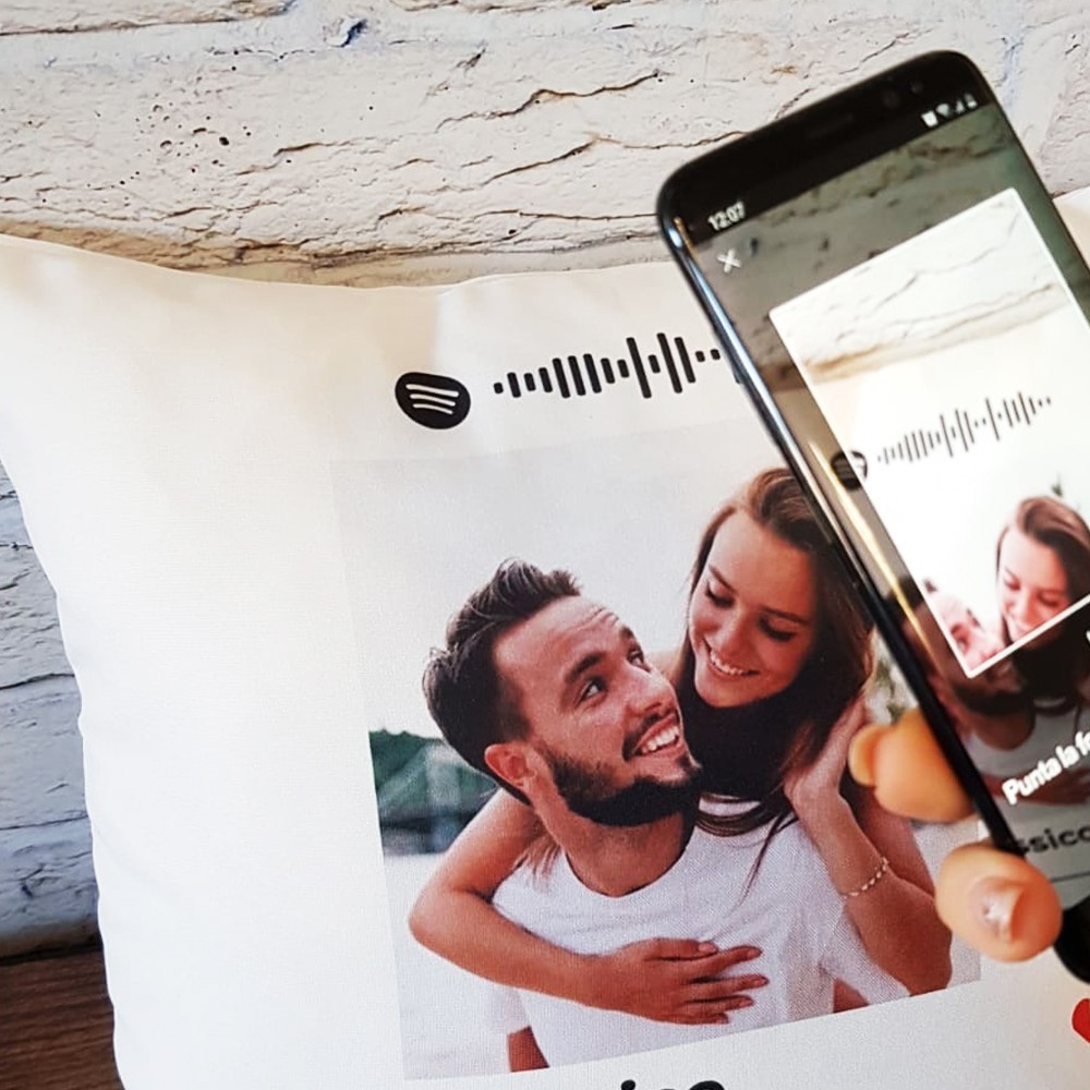 Cuscino spotify con codice scansionabile, foto e canzone preferita