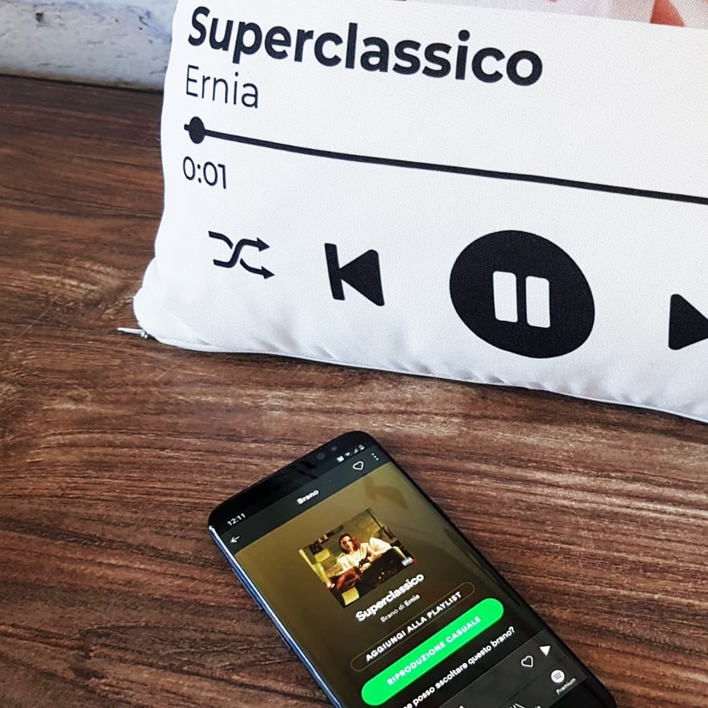 Cuscino spotify con codice scansionabile, foto e canzone preferita