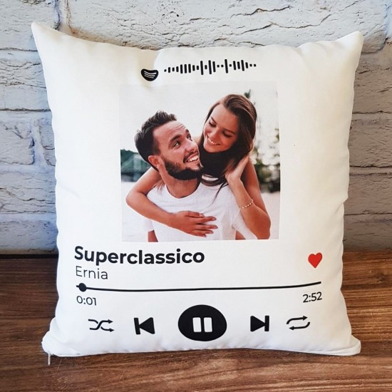 Cuscino spotify con codice scansionabile, foto e canzone preferita