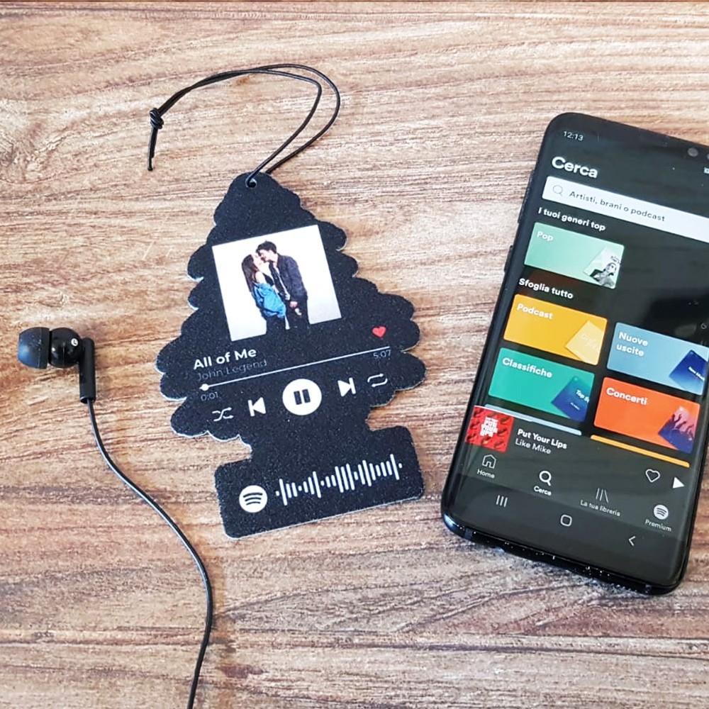 Deodorante per auto personalizzato con codice spotify e foto