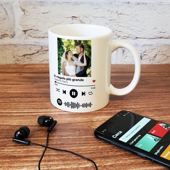 tazza spotify con foto e canzone preferita