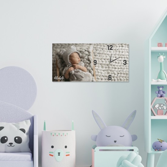 Orologio da parete stampa su tela, quadro in canvas personalizzato con la tua foto preferita