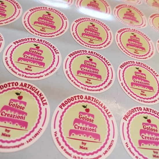 Etichette adesive tonde personalizzate con logo testo o immagine