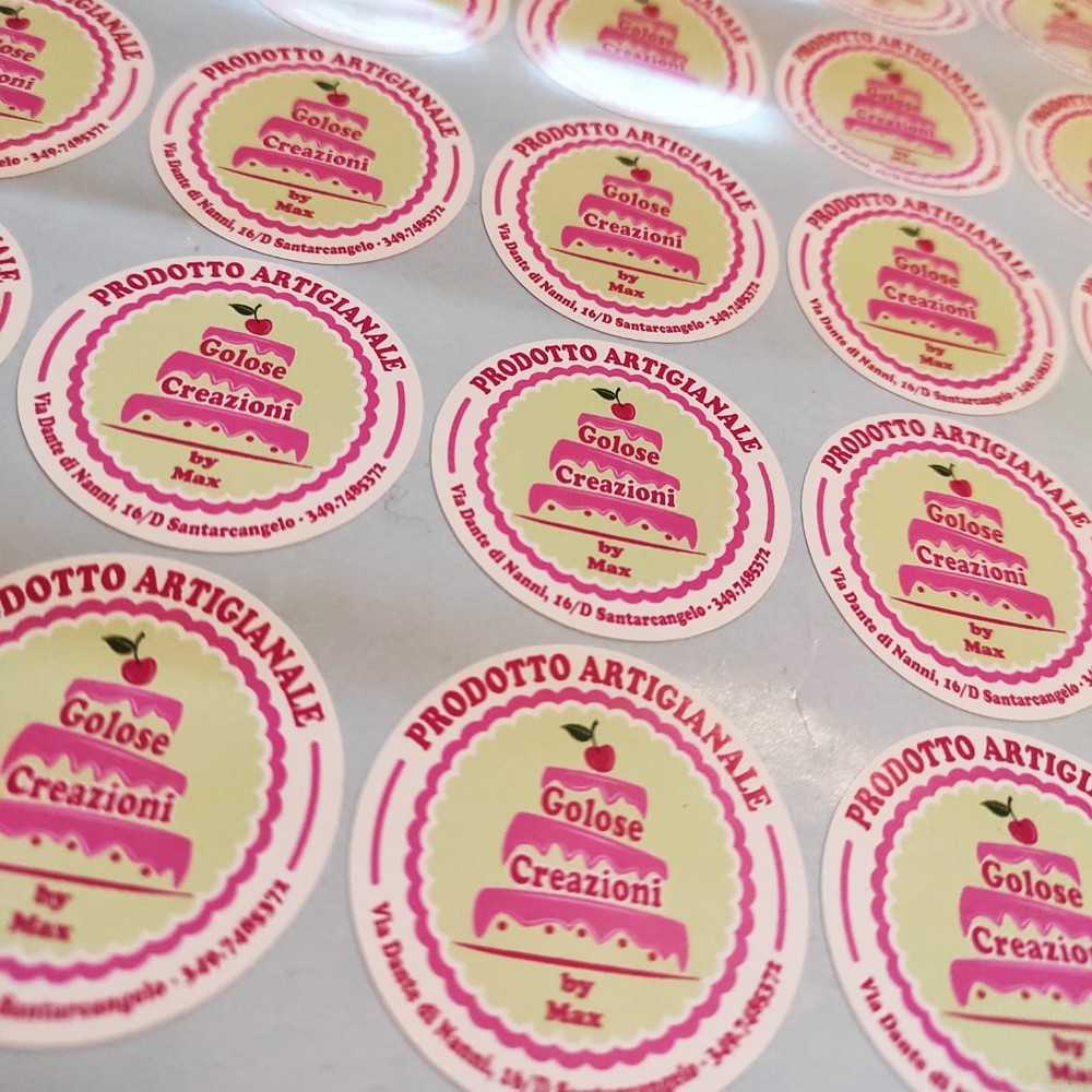 Etichette adesive tonde personalizzate con logo testo o immagine
