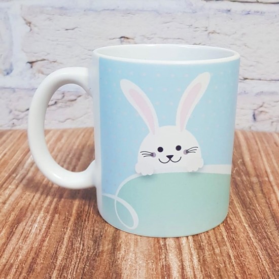 Tazza pasquale personalizzata con coniglietto e nome - Azzurra
