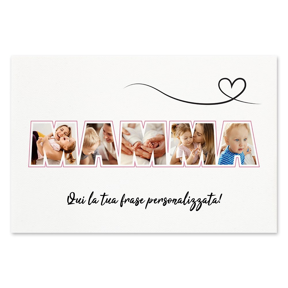 Quadro in tela regalo per la mamma, personalizzato con foto e dedica