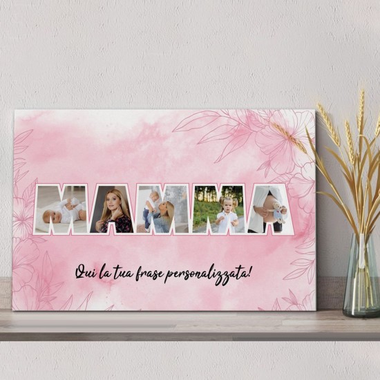 quadro festa della mamma con foto in ogni lettera