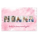 Quadro personalizzato, regalo per la nonna, con foto e dedica, in tela canvas e motivo floreale