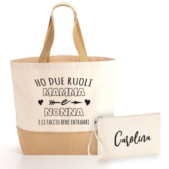 borsa shopper nonna personalizzata e pochette