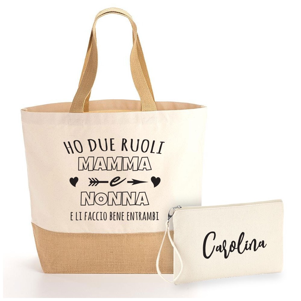borsa shopper nonna personalizzata e pochette