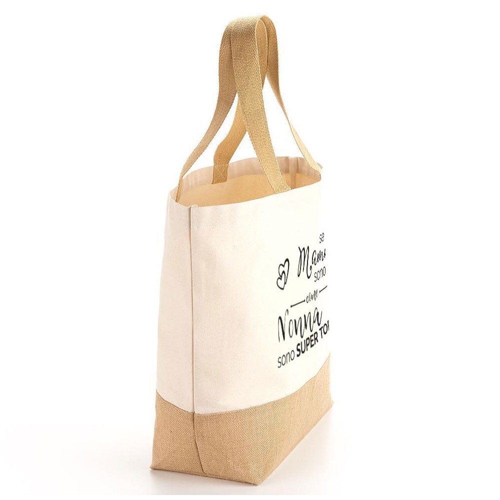 Borsa Shopper e pochette, regalo per mamma e nonna TOP, in cotone e juta