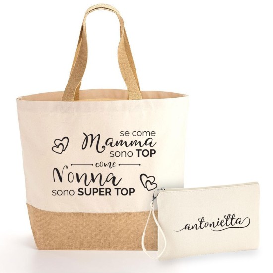 borsa shopper pochette personalizzata nonna top