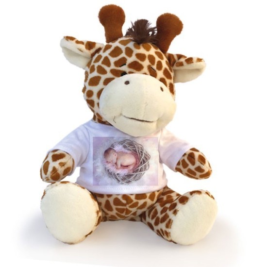 Giraffa peluche personalizzata con foto o scritta sulla maglietta