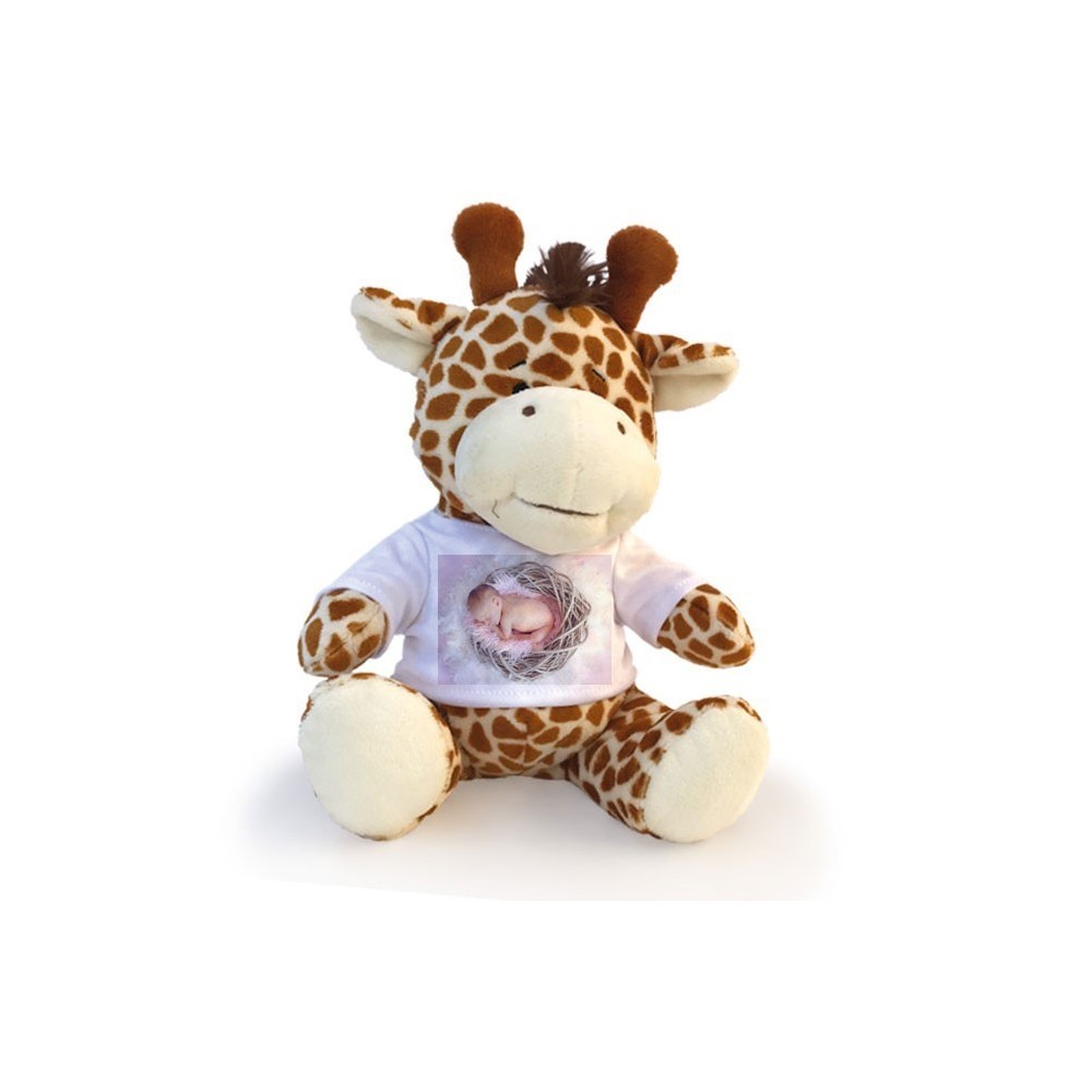 Giraffa peluche personalizzata con foto o scritta sulla maglietta