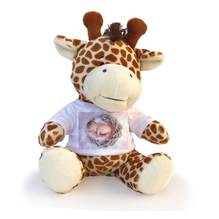 Giraffa peluche personalizzata con foto o scritta sulla maglietta