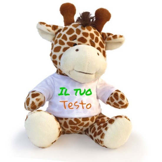 Giraffa peluche personalizzata con foto o scritta sulla maglietta