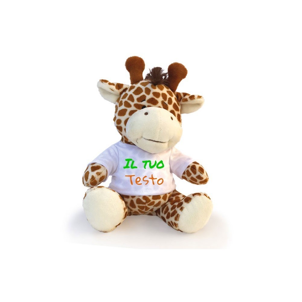 Giraffa peluche personalizzata con foto o scritta sulla maglietta
