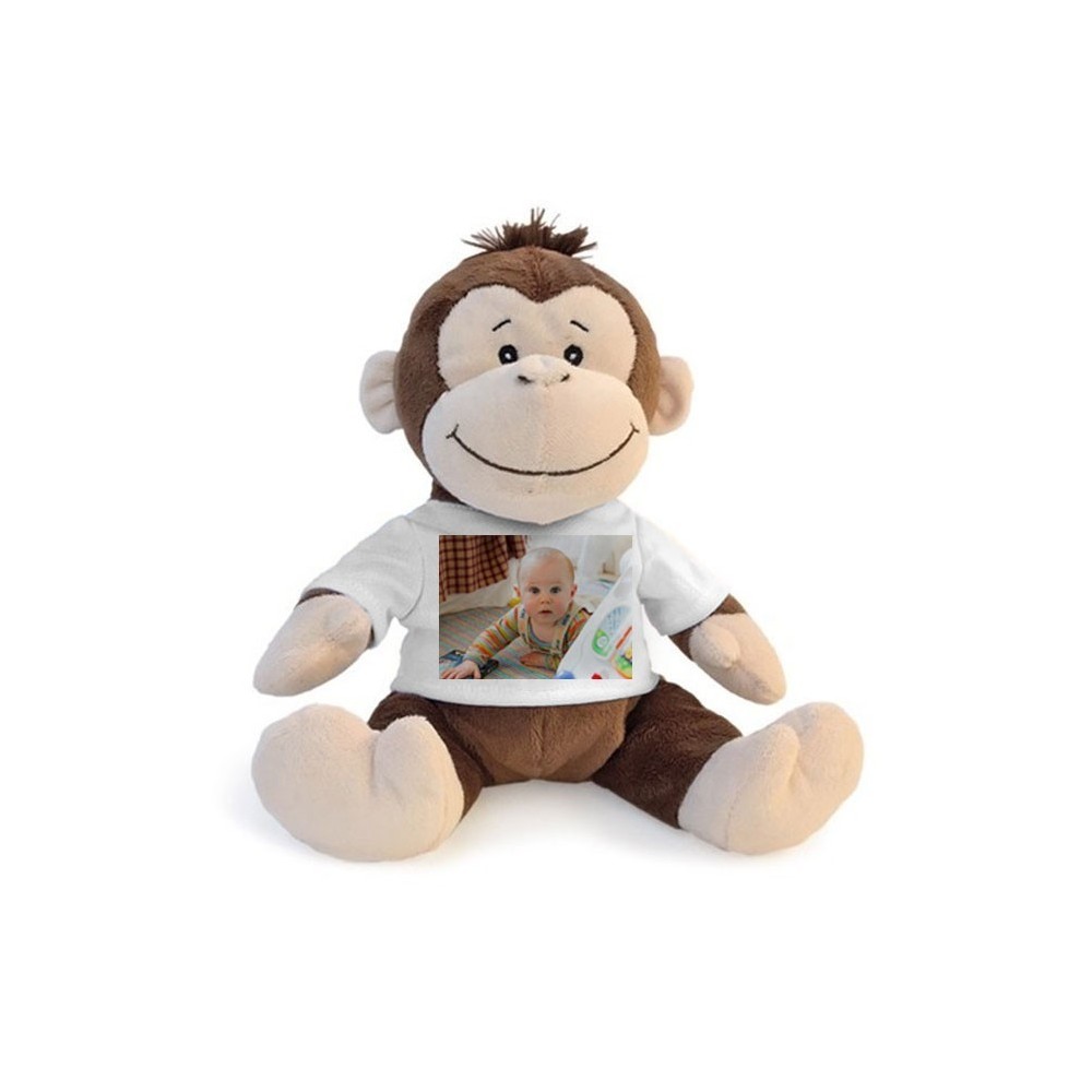 Scimmia peluche personalizzata con foto o scritta sulla maglietta
