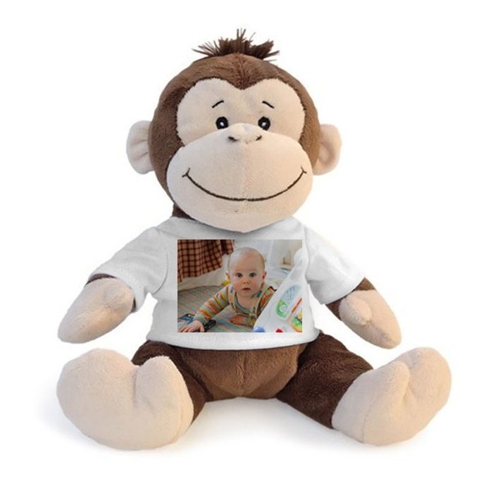 Scimmia peluche personalizzata con foto o scritta sulla maglietta