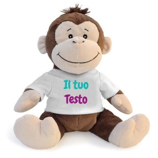Scimmia peluche personalizzata con foto o scritta sulla maglietta