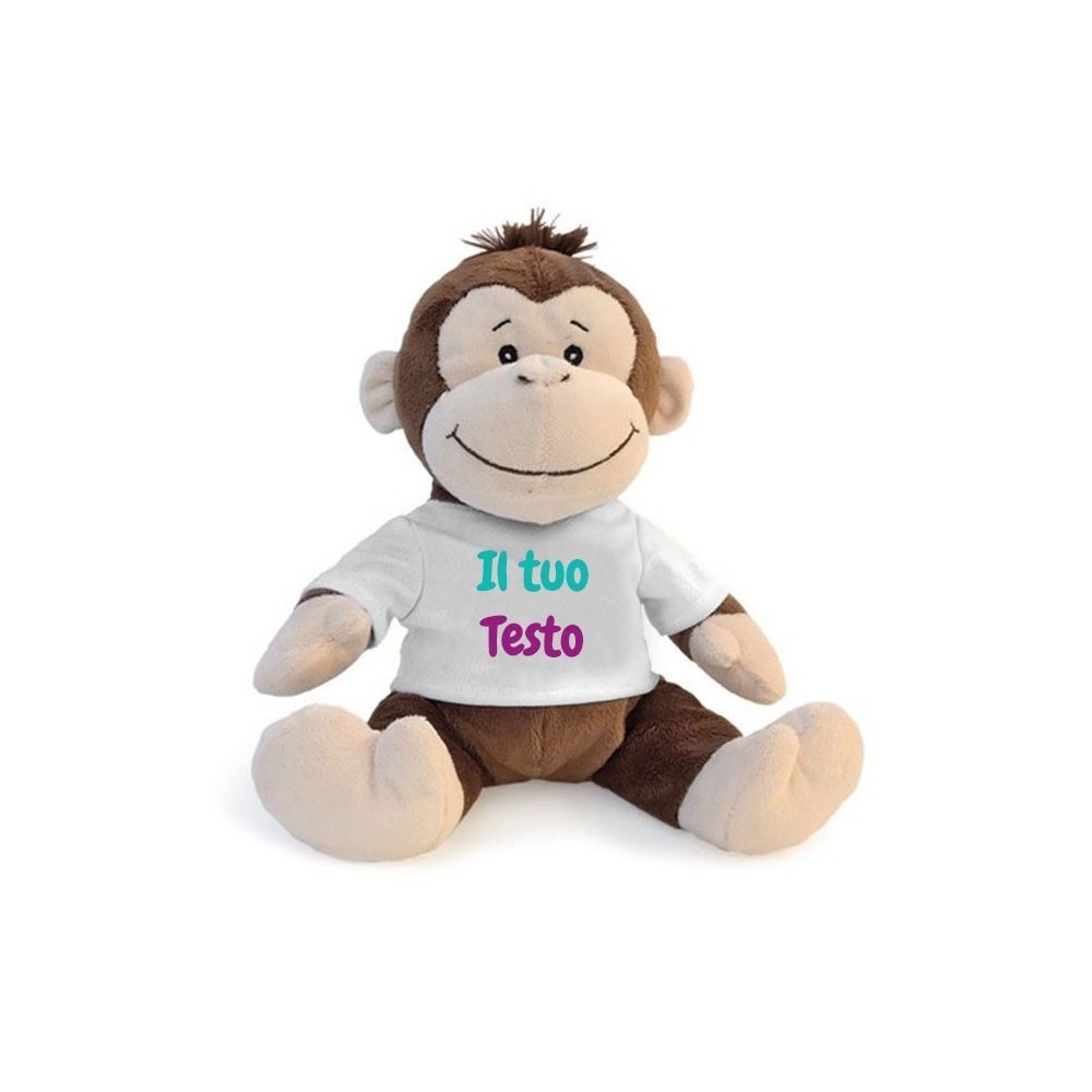 Scimmia peluche personalizzata con foto o scritta sulla maglietta