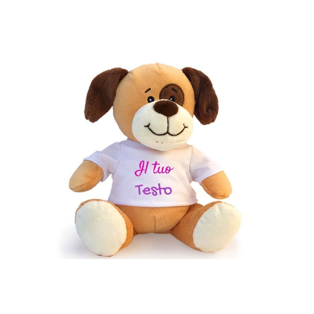 Cane peluche personalizzato con foto o scritta sulla maglietta