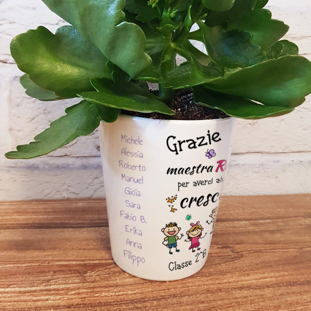 Vaso per i fiori per la maestra personalizzato con nome maestra e nomi di tutti i bambini
