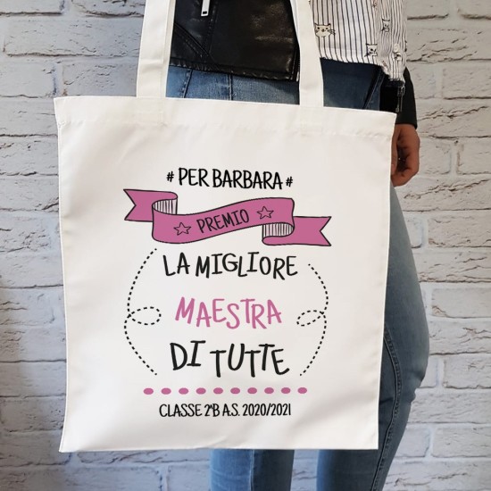 borsa per la migliore maestra personalizzata con nome