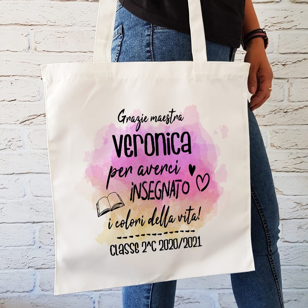 shopper per la maestra personalizzata con nome e classe