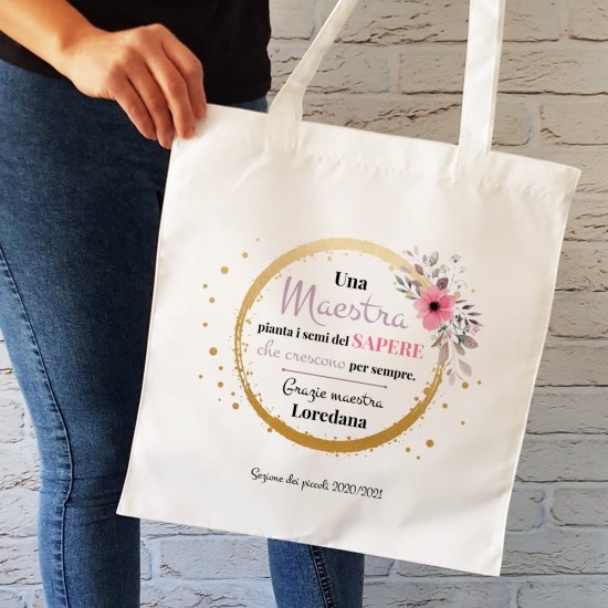 borsa shopper maestra insegnante personalizzata dedica e nomi