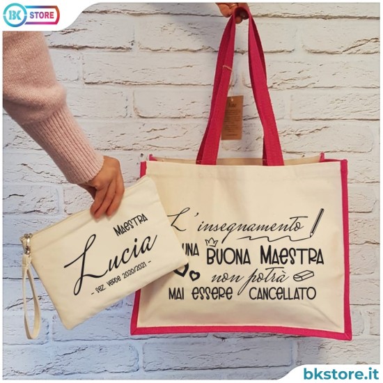 borsa maestra con pochette personalizzata