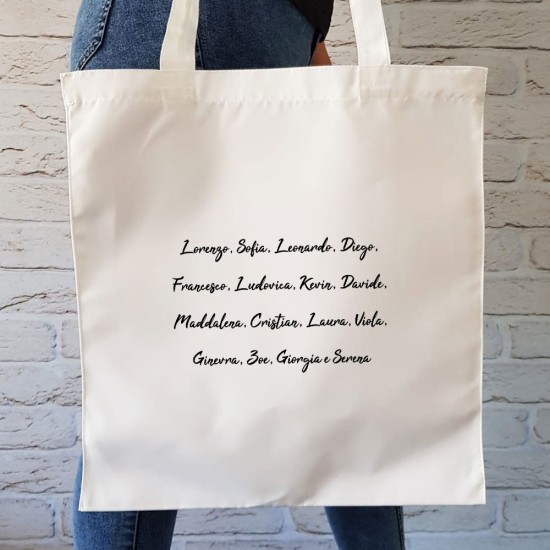 Shopper con maestra personalizzata, dedica e nomi