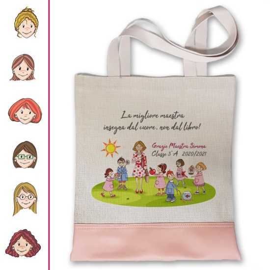 Shopper con maestra personalizzata, dedica e nomi