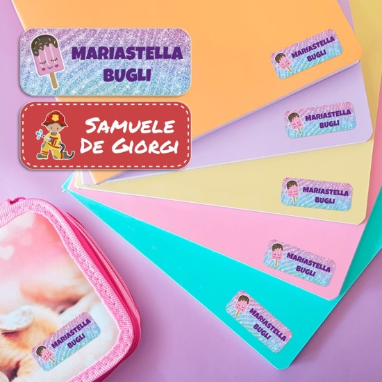 Etichette per la scuola - Quaderni Libri - Personalizzate per il materiale scolastico