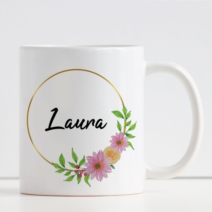 Tazza personalizzata con nome e fiori