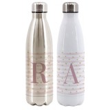 Bottiglia / Borraccia Termica in acciaio inox personalizzata con iniziale e righe rosa