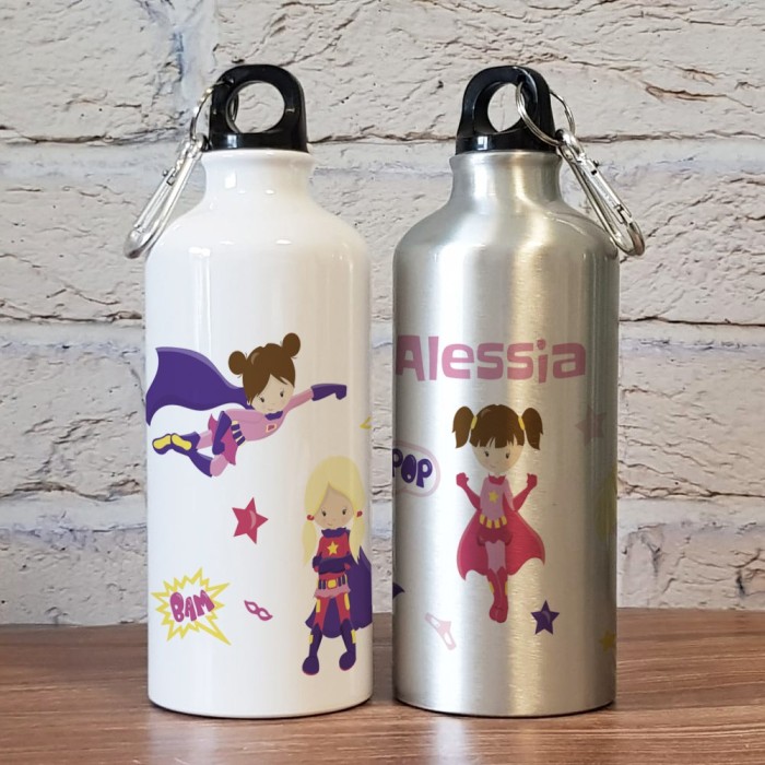 Borraccia personalizzata con supereroine e nome