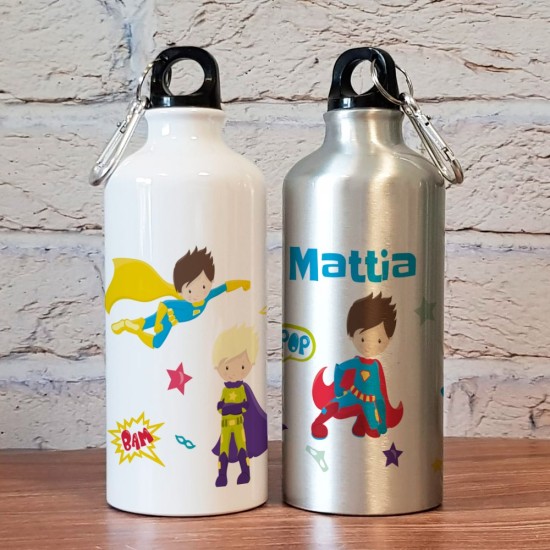 Borraccia per bambino personalizzata con super eroe e nome