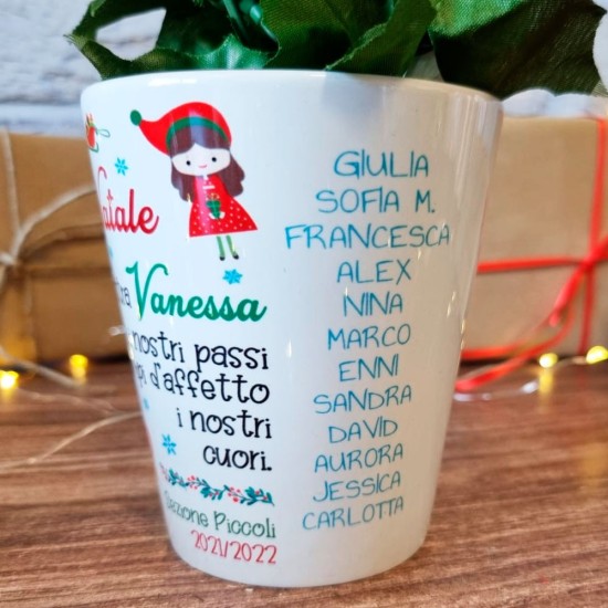 Vasetto natalizio per i fiori per la maestra personalizzato con nome maestra e classe