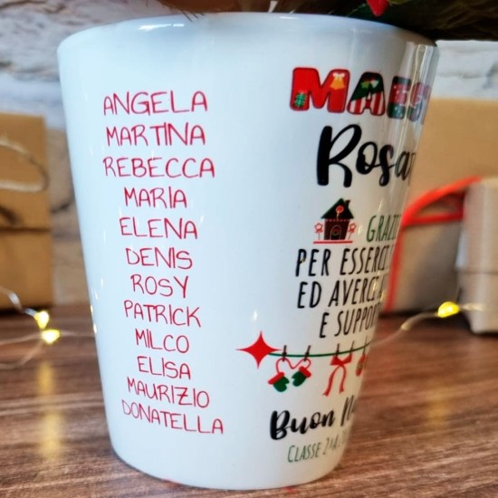 Vasetto natalizio per i fiori per la maestra personalizzato con nome maestra e classe