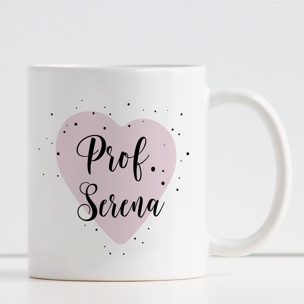Tazza personalizzata Super Maestra o Prof.ssa con nome e classe sul retro