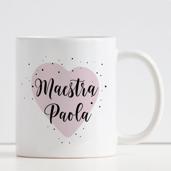 Tazza personalizzata Super Maestra o Prof.ssa con nome e classe sul retro