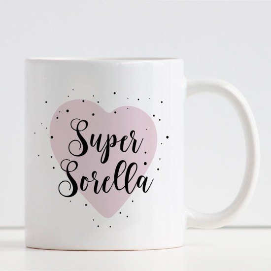 Tazza personalizzata Super Sorella con dedica o nome sul retro