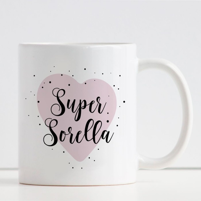 Tazza personalizzata Super Sorella con dedica o nome sul retro