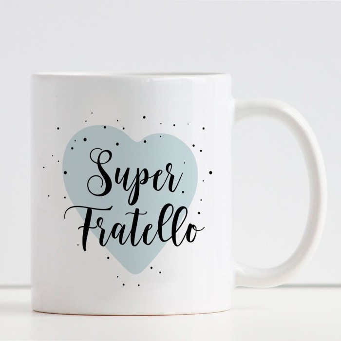 Tazza personalizzata Super Fratello con dedica o nome sul retro
